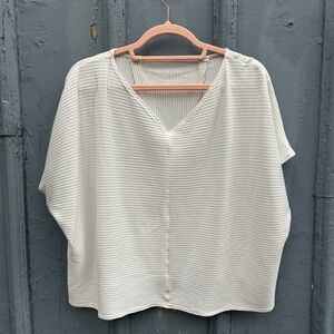 Hackwith Design House White Ribbed Tee, 1/2 (size 1X/2X)